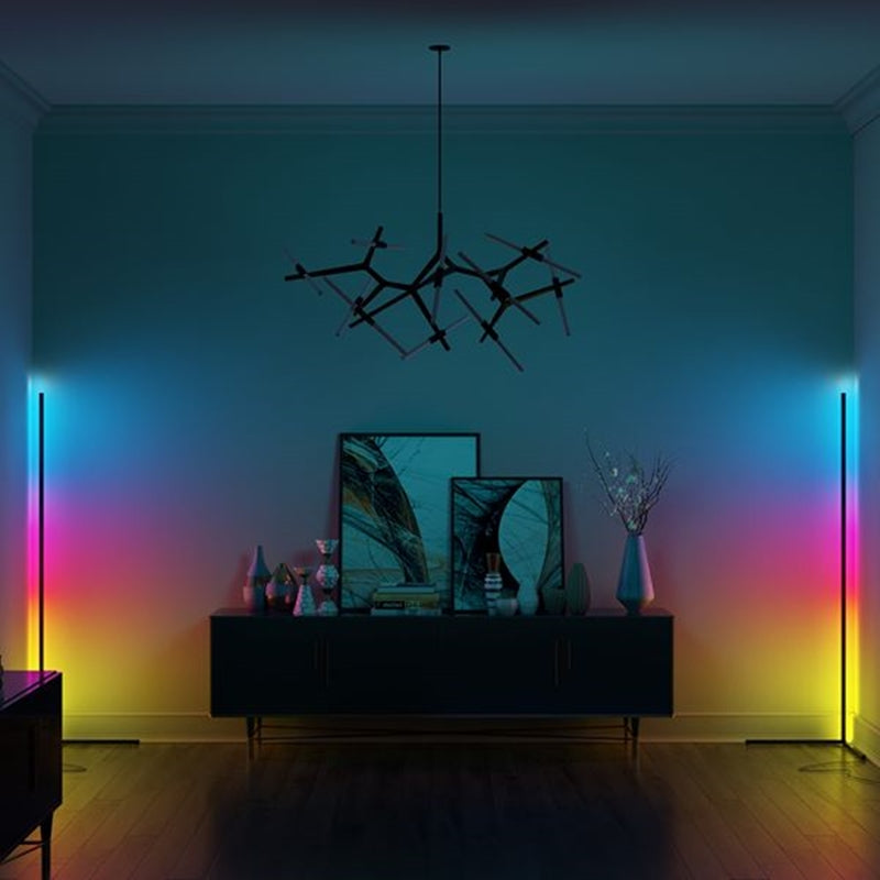 AuraEdge | Corner Floor Lamp with Adjustable RGB & White Light | Space-Saving Design for Versatile Ambiance