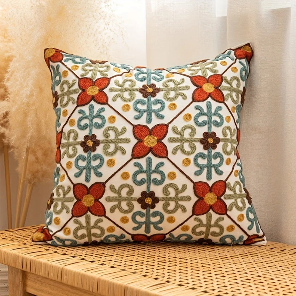 Aureus Sofa Cushion Covers - Embroidered Microfiber, 18x18