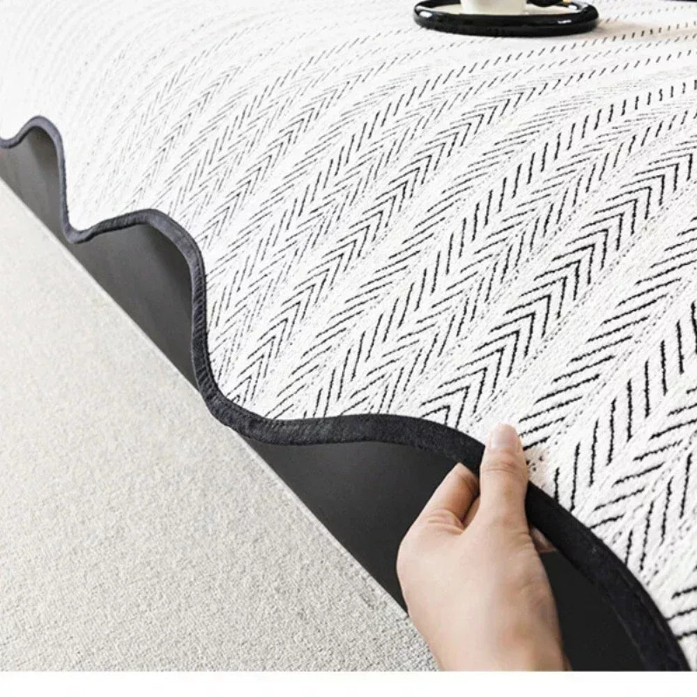 Textured Throw Blanket with Scalloped Edges – Soft Microfiber Furniture Protector for Sofa, Bed & Chair – Breathable All-Season