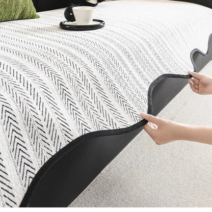 Textured Throw Blanket with Scalloped Edges – Soft Microfiber Furniture Protector for Sofa, Bed & Chair – Breathable All-Season
