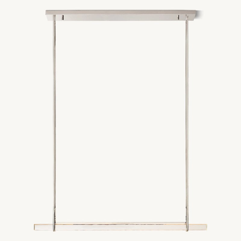 Linear Crystal Chandelier 60 Inch – Brass Frame with 10 Hanging Prisms – LED Lighting for Dining Room & Entryway