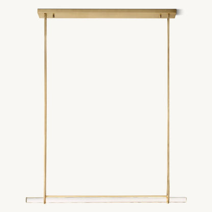 Linear Crystal Chandelier 60 Inch – Brass Frame with 10 Hanging Prisms – LED Lighting for Dining Room & Entryway