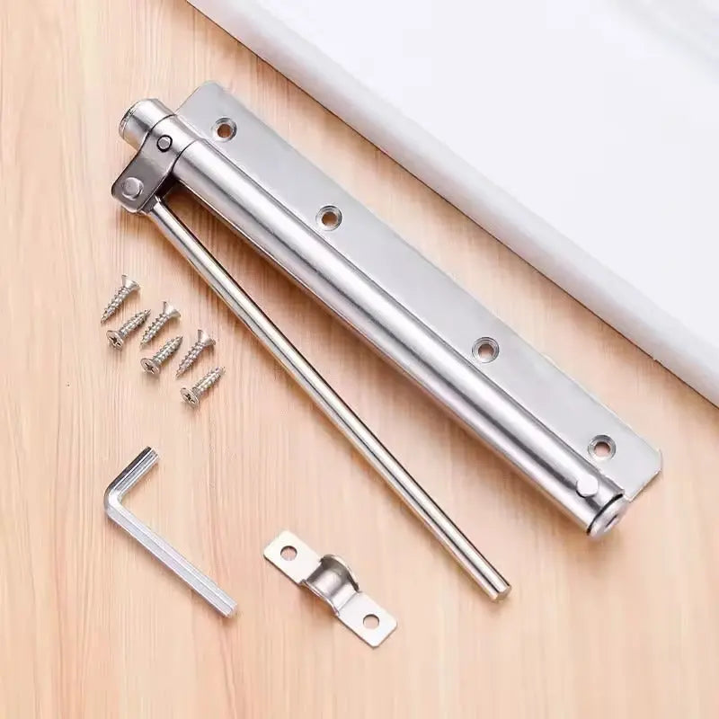Adjustable Door Closer for Quiet Secure Closing | Stainless Steel Hydraulic Damper, 4-Speed Control, Easy Install for Interior Doors, Left