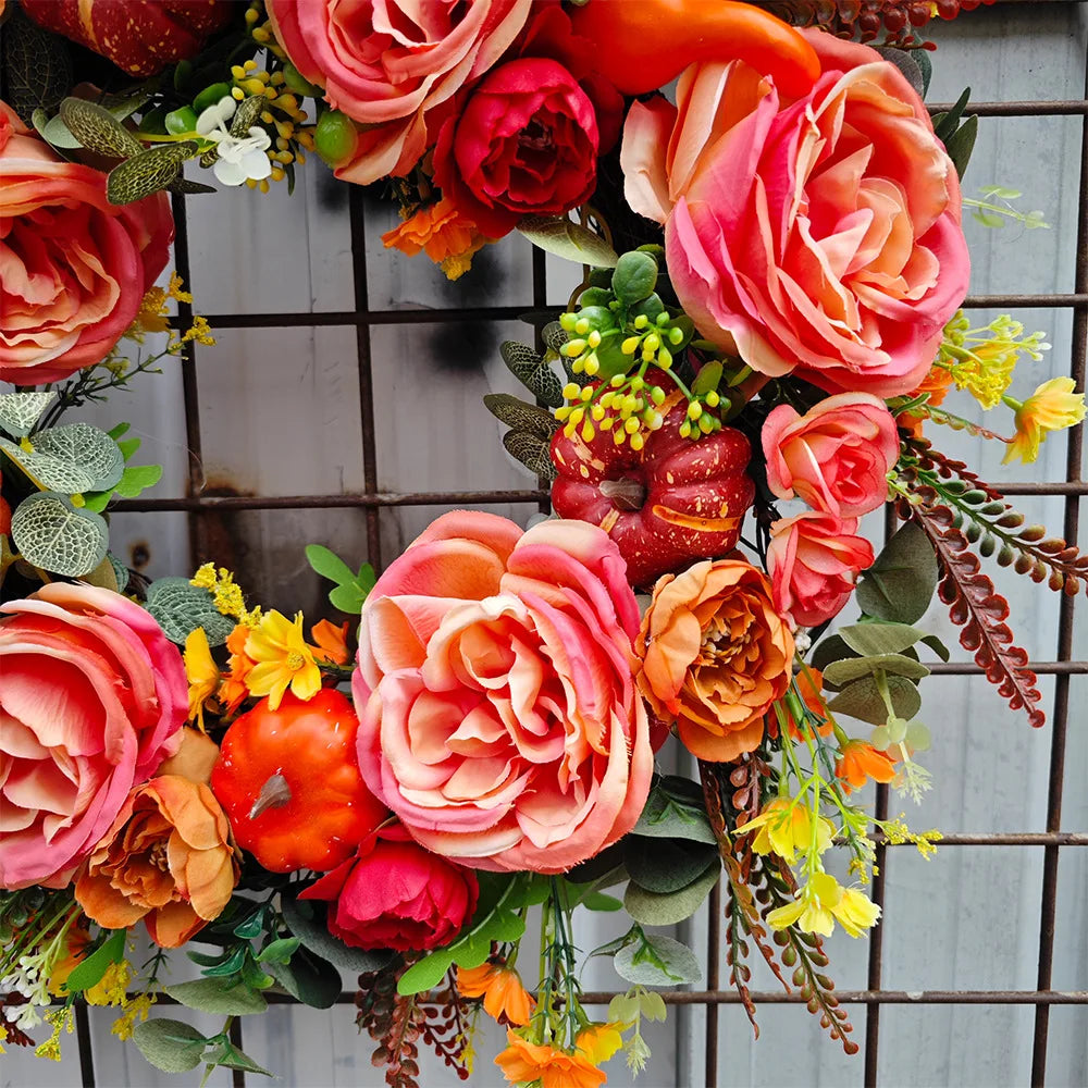 AutumnAura Wreath - Artificial Fall Decor, Rustic Charm for Indoor/Outdoor