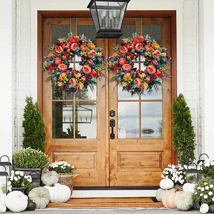 AutumnAura Wreath - Artificial Fall Decor, Rustic Charm for Indoor/Outdoor