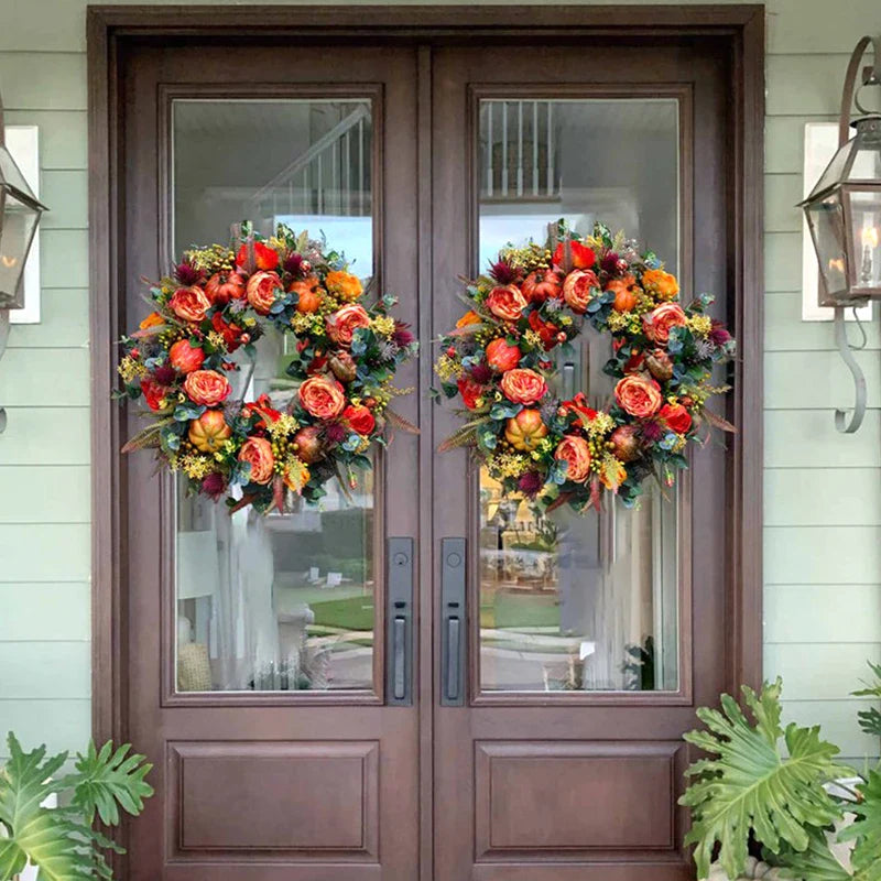 AutumnAura Wreath - Artificial Fall Decor, Rustic Charm for Indoor/Outdoor