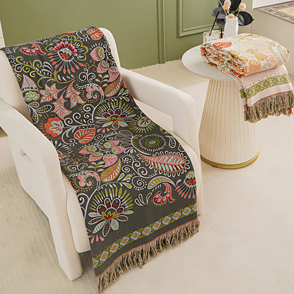 LeafHaven – Boho Reversible Cotton Blanket