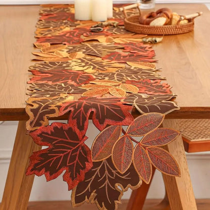 AureliaTable - Autumn Leaves Embroidered Table Runner