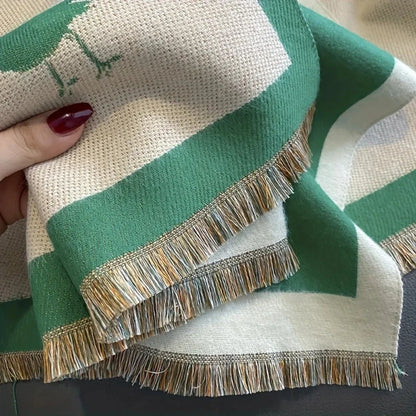 Aveline Jacquard Shawl Wrap - Breathable Microfiber, Bird Pattern