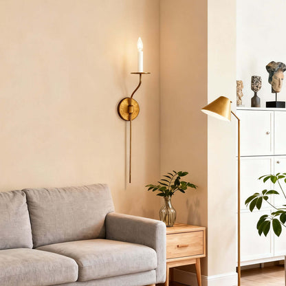 Sculptural Candelabra Sconce 29-Inch Brass or Black Metal E14 Socket Accent Fixture for Bedroom Hallway Entryway Ambient Glow Home Décor