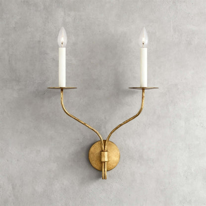 Sculptural Candelabra Sconce 29-Inch Brass or Black Metal E14 Socket Accent Fixture for Bedroom Hallway Entryway Ambient Glow Home Décor