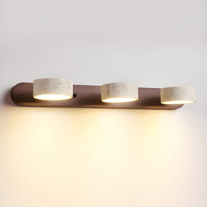 Stone and Wood LED Wall Sconce – Ambient Lighting for Living Room & Bedroom – Modern Architectural Fixture with Travertine Finish