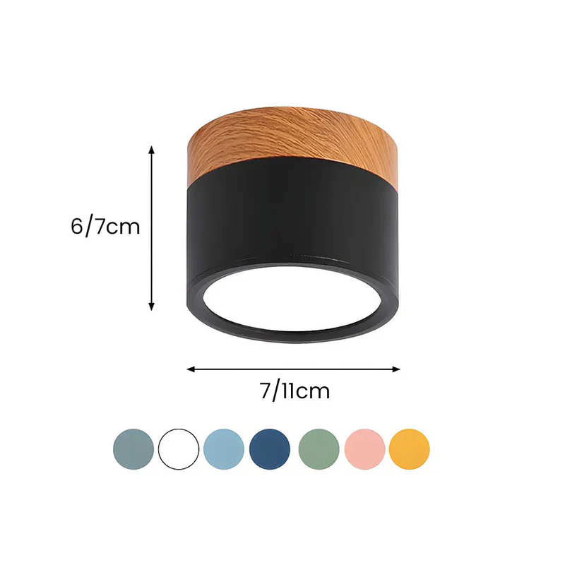 Plafonnier moderne | Luminaire minimaliste en aluminium avec touche de bois | Éclairage ciblé pour intérieurs élégants