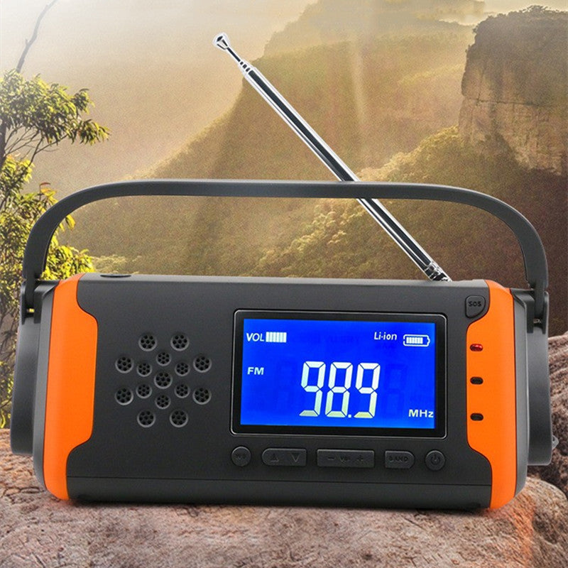 Radio d'urgence | Radio à manivelle rechargeable avec lampe de poche LED et alarme SOS | Batterie externe 4000 mAh pour la sécurité en extérieur