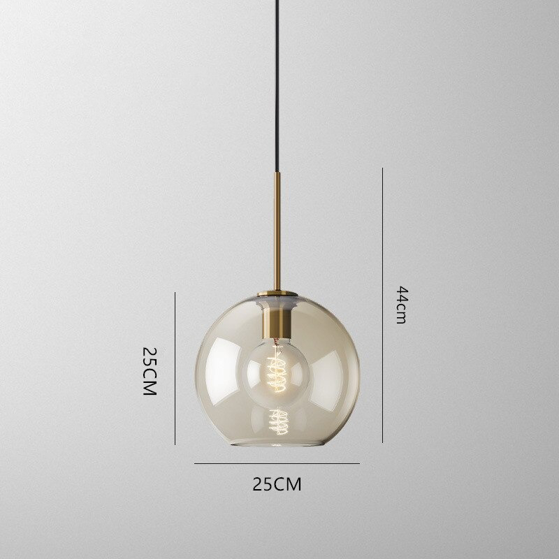Amber Glass Pendant Light Fixture with Adjustable Cable for Kitchen Island Dining Room Bedroom Modern Hanging Ceiling Lamp Iron Frame