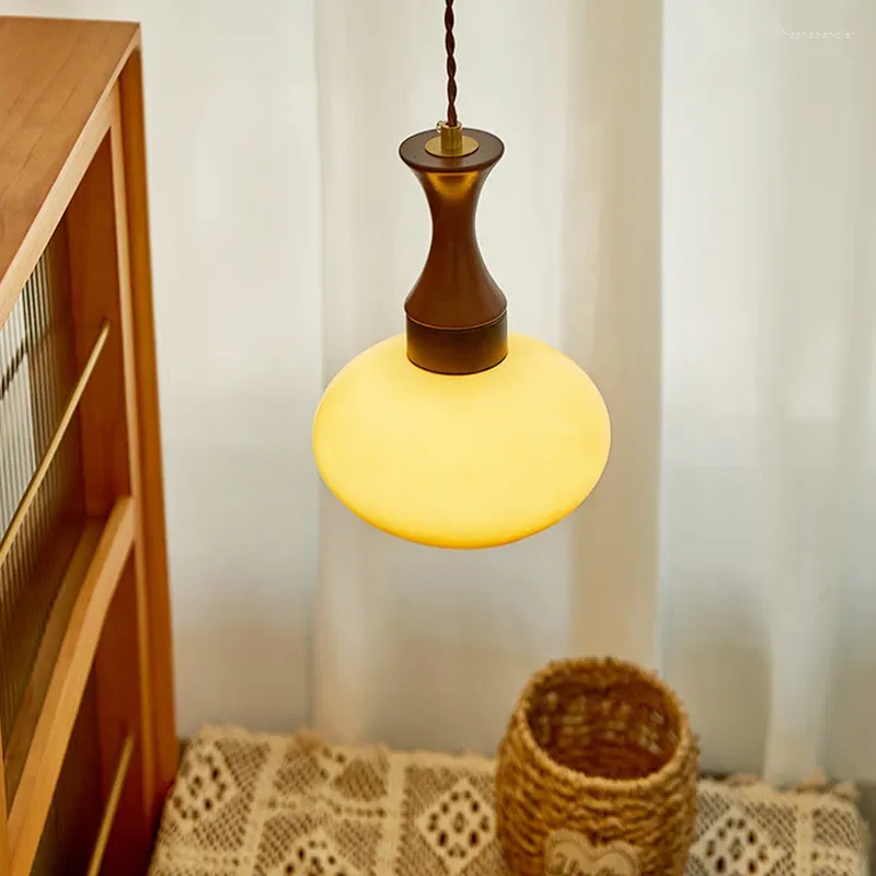 Handcrafted Timber & Glass Ceiling Fixture 12-Inch Suspended Lighting Ideal for Kitchens Dining Areas Bedrooms E26 Socket Rustic Farmhouse M