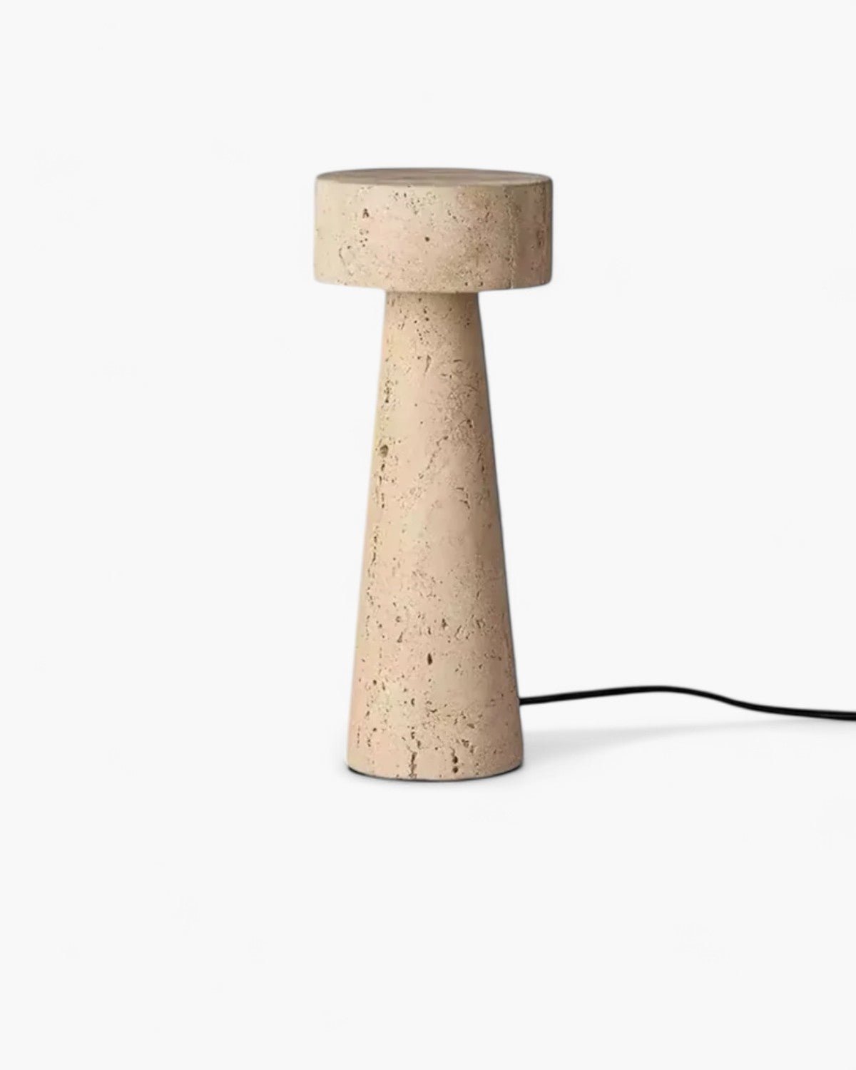 Beige Stone Nightstand Lamp 12 in Tall Minimalist Bedroom Accent Light Natural Travertine Desk Lamp for Living Room Home Office Reading Nook