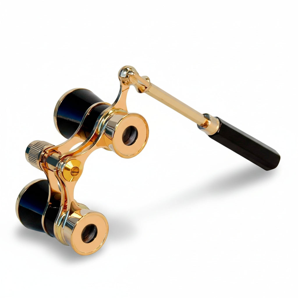 Opera Glasses Theater Binoculars 3x with Folding Handle, Compact Binoculars for Theatre and Concerts, Vintage Opera Glasses