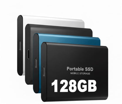 Portable External SSD Drive 128GB USB-C Aluminum Storage for PC Mac Laptop PS5 Xbox Smartphone Fast Transfer Speed Plug and Play Compact Sol