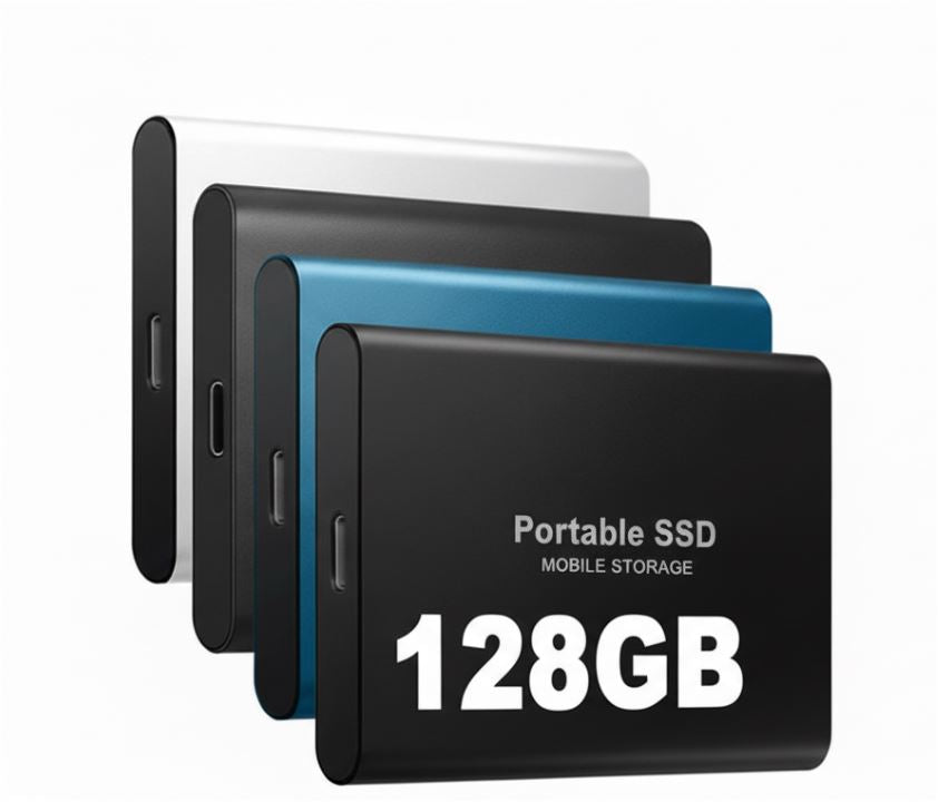 Portable SSD Drive 128GB USB 3.1 Type-C External Solid State Storage for Laptops Computers Mac PC Fast Data Transfer Backup