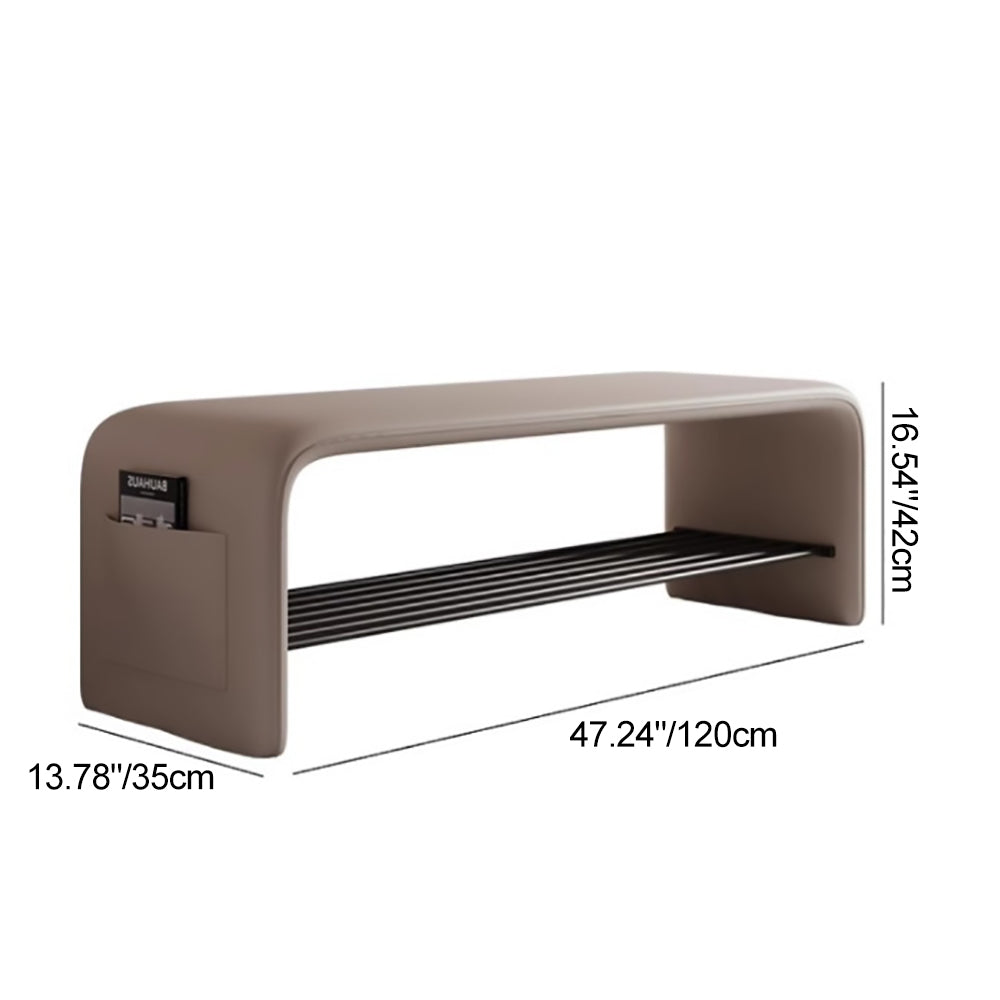 Upholstered Seating Bench 39 in Faux Leather Carbon Steel Frame Hallway Bedroom Furniture Accent Stool for Entryway Living Room Armless Gues