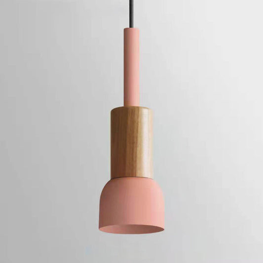 Suspension en bois avec abat-jour coloré, luminaire de plafond scandinave moderne pour cuisine, salle à manger, chambre à coucher, E26, raccordement électrique fixe