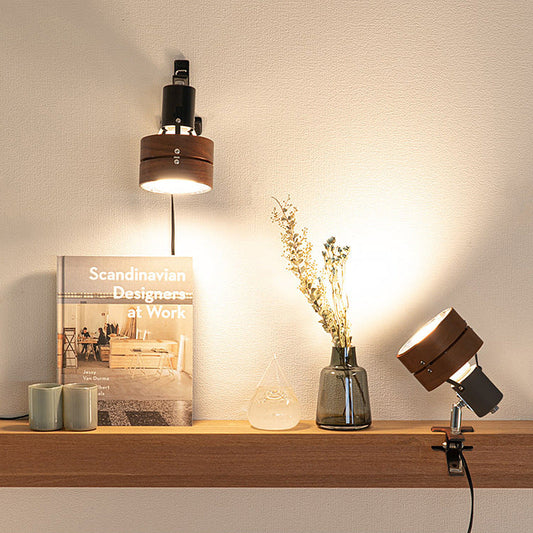Applique murale à brancher en bois, 15 x 10 cm, finition noyer, compatible LED, éclairage d'appoint, culot E26, pour chambres, couloirs, coins lecture, style minimaliste japonais