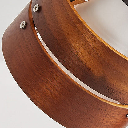 Japanese-Style Clip-On Wall Sconce with Wooden Shade and Round Design for Bedroom or Living Room Accent Lighting