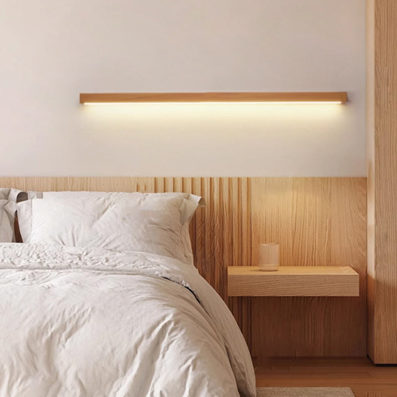 Minimalist Wooden LED Vanity Light Bar - Slim Profile Hardwired Bathroom Mirror Lighting for Modern Spaces