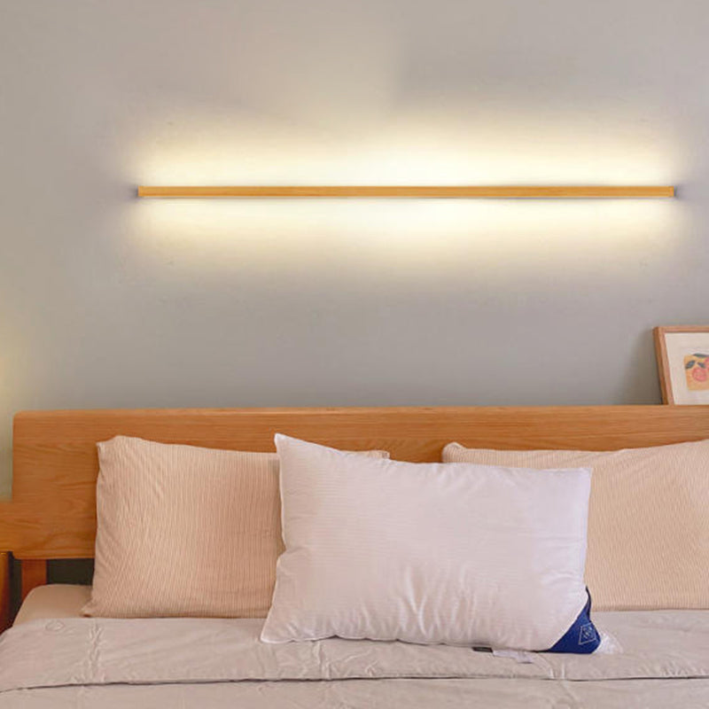 Minimalist Wooden LED Vanity Light Bar - Slim Profile Hardwired Bathroom Mirror Lighting for Modern Spaces