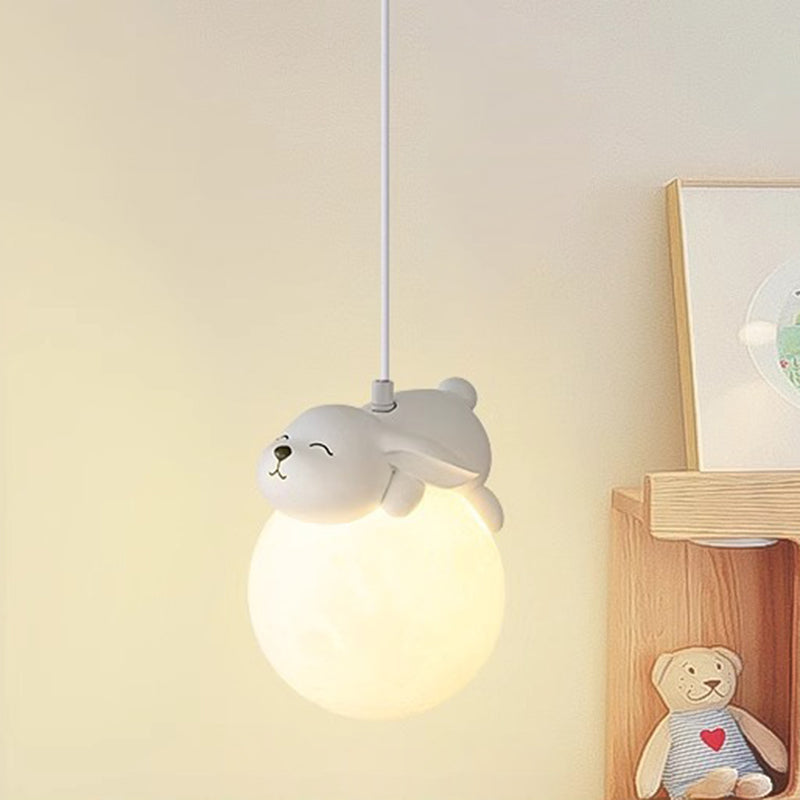 White Pendant Light with Animal Shapes for Kids Room, Adjustable G9 Socket Ceiling Lamp for Nursery Bedroom