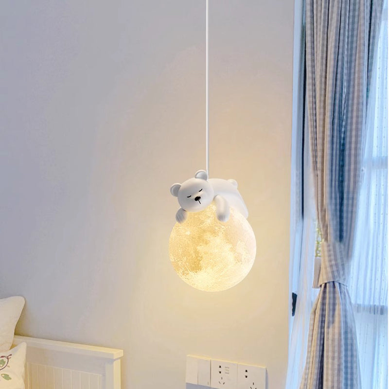 White Pendant Light with Animal Shapes for Kids Room, Adjustable G9 Socket Ceiling Lamp for Nursery Bedroom