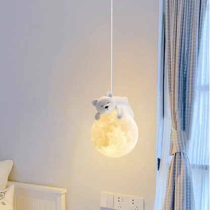 White Pendant Light with Animal Shapes for Kids Room, Adjustable G9 Socket Ceiling Lamp for Nursery Bedroom