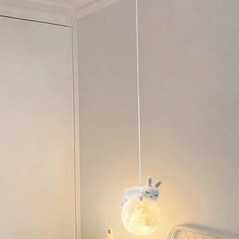 White Pendant Light with Animal Shapes for Kids Room, Adjustable G9 Socket Ceiling Lamp for Nursery Bedroom