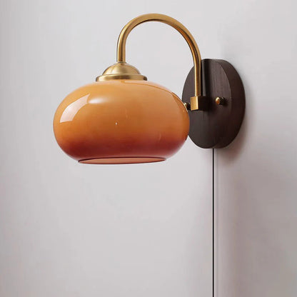 Ash Wood Sconce with Glass Shade Natural Hardwood Fixture E26 Socket Bedroom Hallway Reading Light Warm Ambient Lighting