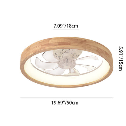 Wood Ceiling Fan with Light 20 Inch LED Fixture for Bedroom Living Room Quiet Modern Japanese Style Home Ventilation Lighting