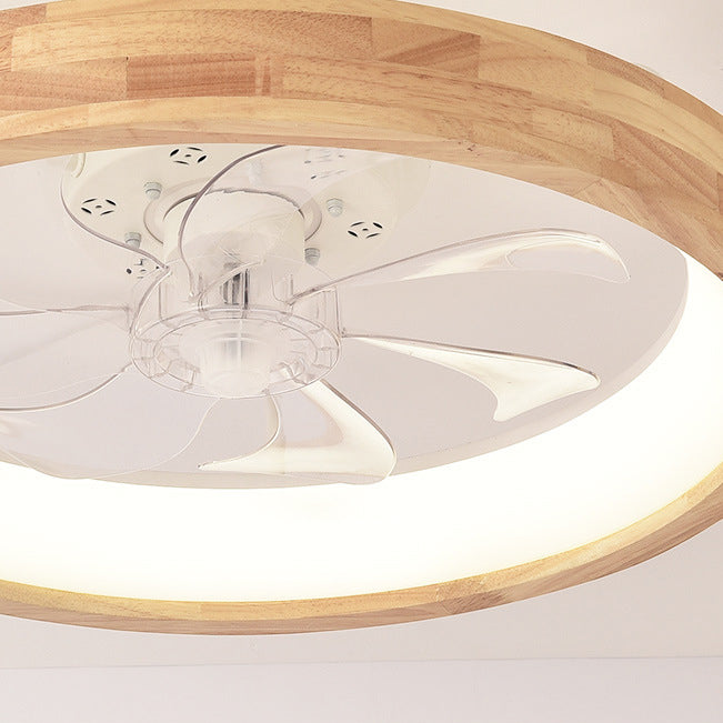 Ceiling Fan with Light 20 Inch Low Profile LED Fan Light Wood Finish Flush Mount for Bedroom Living Room Japanese Style Reversible Blades