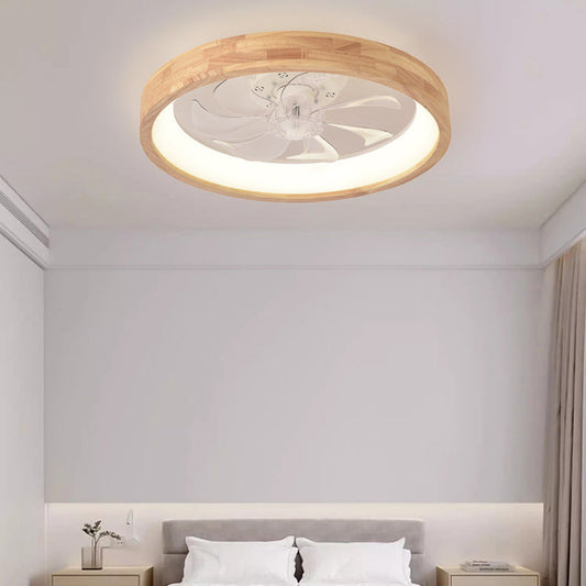 Ventilateur de plafond en bois avec éclairage LED 20 pouces pour chambre et salon, luminaire moderne et silencieux, style japonais pour ventilation et éclairage domestique