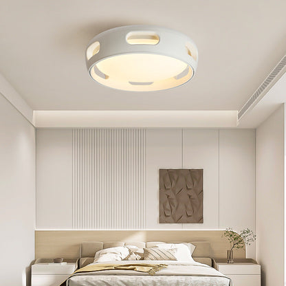 Dimmable LED Flush Mount Fan Light with Remote Control 15 Inch White Acrylic Fixture for Bedroom Living Room Hallway Quiet Air Circulation L