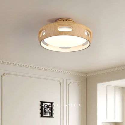 Dimmable LED Flush Mount Fan Light with Remote Control 15 Inch White Acrylic Fixture for Bedroom Living Room Hallway Quiet Air Circulation L