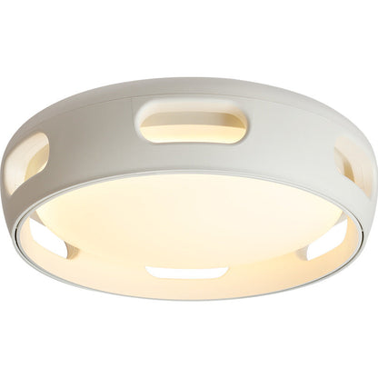 Dimmable LED Flush Mount Fan Light with Remote Control 15 Inch White Acrylic Fixture for Bedroom Living Room Hallway Quiet Air Circulation L