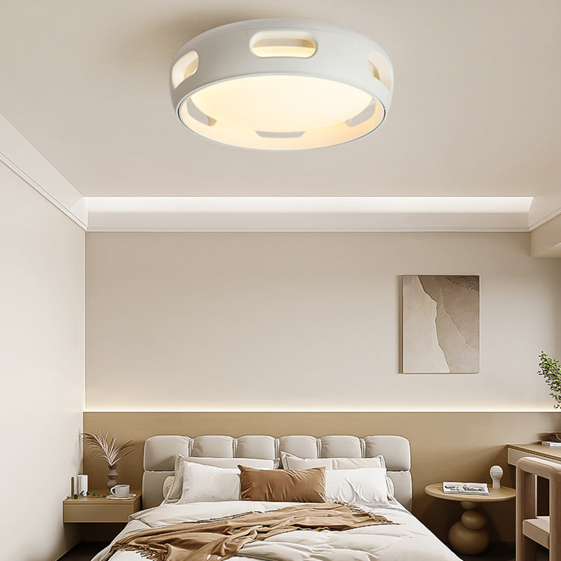 Dimmable LED Flush Mount Fan Light with Remote Control 15 Inch White Acrylic Fixture for Bedroom Living Room Hallway Quiet Air Circulation L