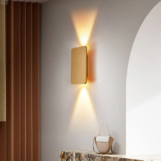 2-Light Aluminum Wall Sconce Modern Flat Rectangular LED Fixture for Bedroom, Hallway & Living Room | Hardwired Mount Lighting