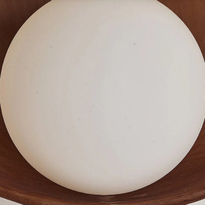 Circular Glass Shade Wall Light Fixture Hardwired Single Bulb White Wood Tone for Bedroom Living Room Hallway Staircase Entryway Ambient