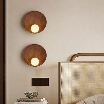 Modern Glass Shade Sconce 9 in Square Hardwired Fixture for Bedroom Study Hallway Ambient Light White Wood Accent Resin & Metal Frame LED Co