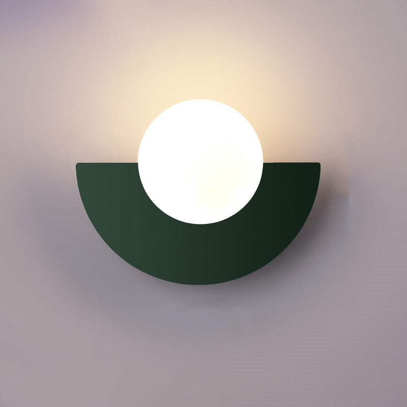 Half-Sphere Glass Wall Sconce with G9 LED, Iron Frame, Hardwired Fixture for Bedroom, Hallway, Reading Nook, Modern Style, Multiple Colors