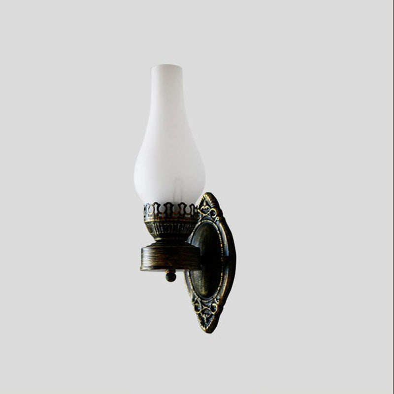 Oil-Inspired Bronze Sconce with Curved Glass Shade – Hardwired E26 Socket for Hallways & Bedrooms – 16.5 in Tall Vintage Fixture for Entrywa