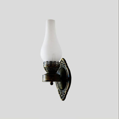 Oil-Inspired Bronze Sconce with Curved Glass Shade – Hardwired E26 Socket for Hallways & Bedrooms – 16.5 in Tall Vintage Fixture for Entrywa