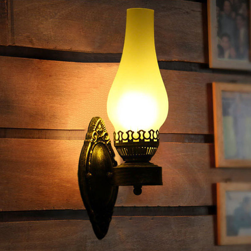 Applique en bronze à silhouette de lanterne à huile – Éclairage d'ambiance de 42 cm pour entrées et chambres – Douille E26 – Luminaire intérieur encastré