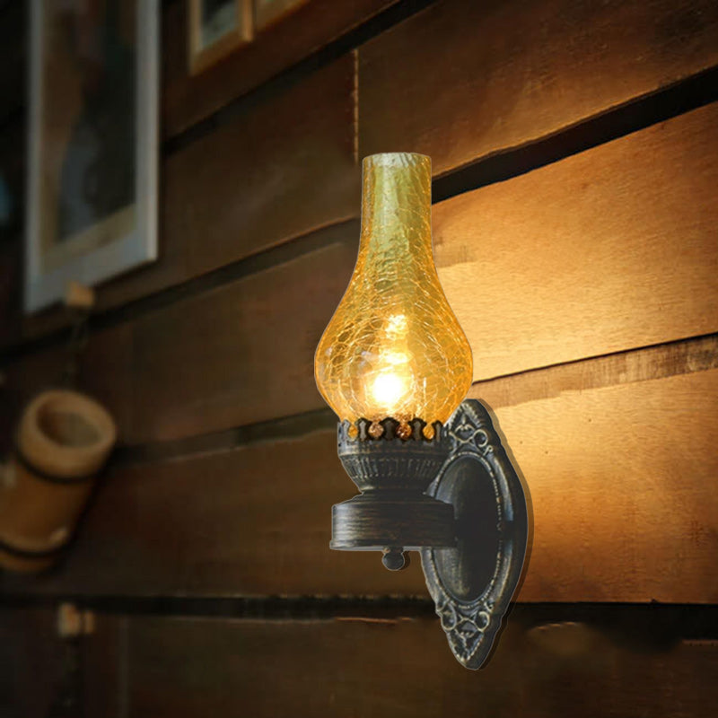 Applique en bronze à silhouette de lanterne à huile – Éclairage d'ambiance de 42 cm pour entrées et chambres – Douille E26 – Luminaire intérieur encastré